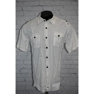Buckle BKE Shirt Black Label Mens Size XL Slim Fit Embroidered Metal Buttons